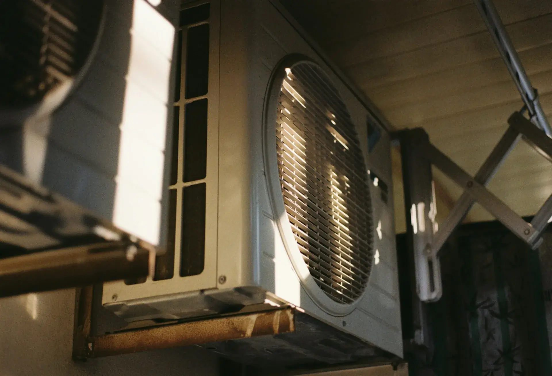 Close-up of an HVAC condenser unit